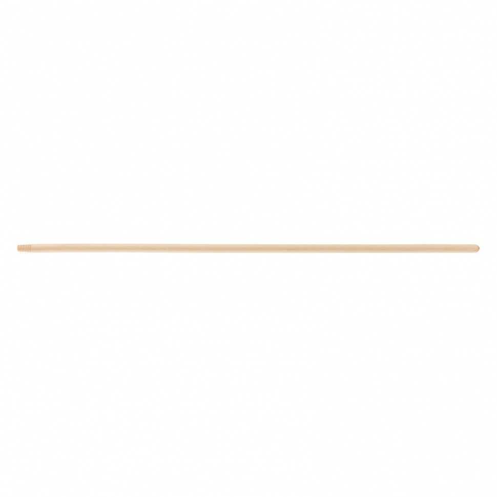Черенок деревянный, 23 х 1200 мм, высший сорт, с резьбой (подходит для метел, щеток), Россия, Сибртех Без резьбы фото, изображение